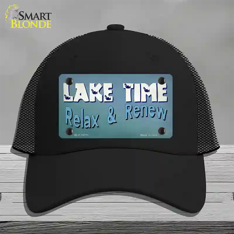 Lake Time Novelty License Plate Hat Tag Mesh / Black