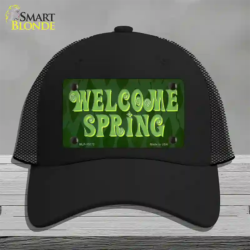 Welcome Spring Novelty License Plate Hat Tag Mesh / Black