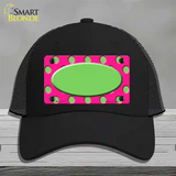 Lime Green Pink Polka Dot Lime Green Center Oval Novelty License Plate Hat Mesh / Black