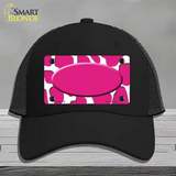 Pink White Giraffe Center Oval Novelty License Plate Hat Mesh / Black