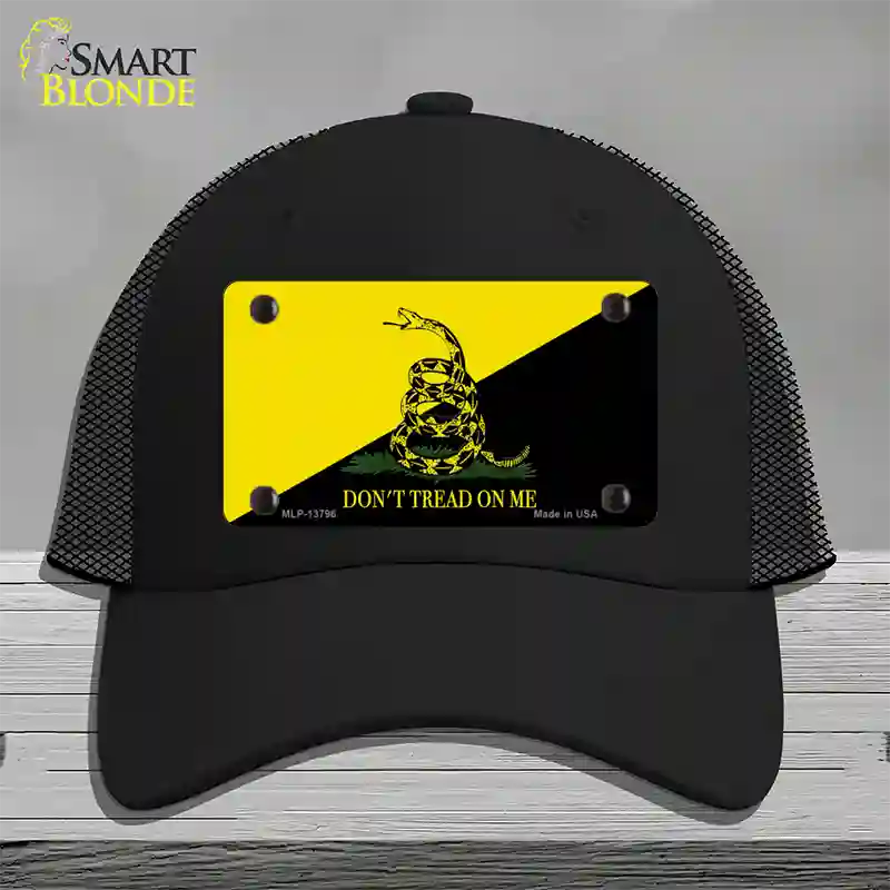 Dont Tread On Me Yellow|Black Novelty License Plate Hat Mesh / Black