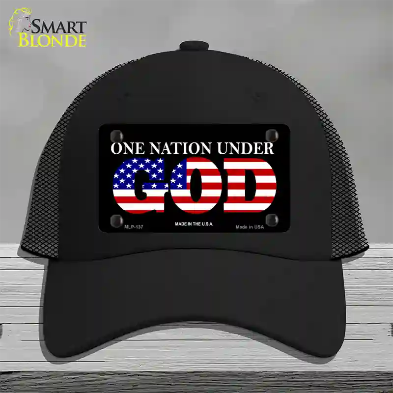 One Nation Under God Novelty License Plate Hat Mesh / Black