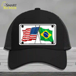 Brazil USA Crossed Flags Novelty License Plate Hat Tag Mesh / Black