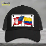 Colombia USA Crossed Flags Novelty License Plate Hat Tag Mesh / Black