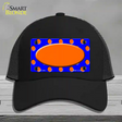 Orange Royal Blue Polka Dot Orange Center Oval Novelty License Plate Hat Mesh / Black