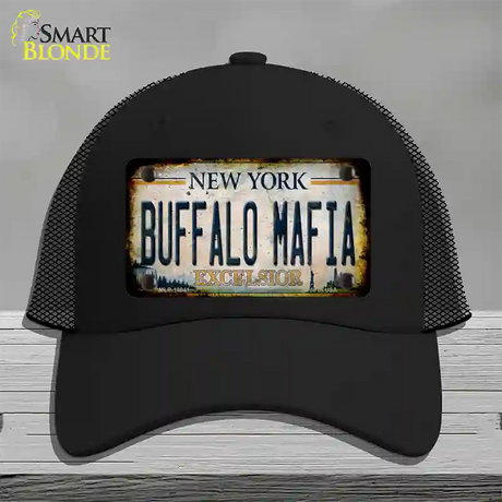 Buffalo Mafia Excelsior New York Rusty Novelty License Plate Hat Tag Mesh / Black