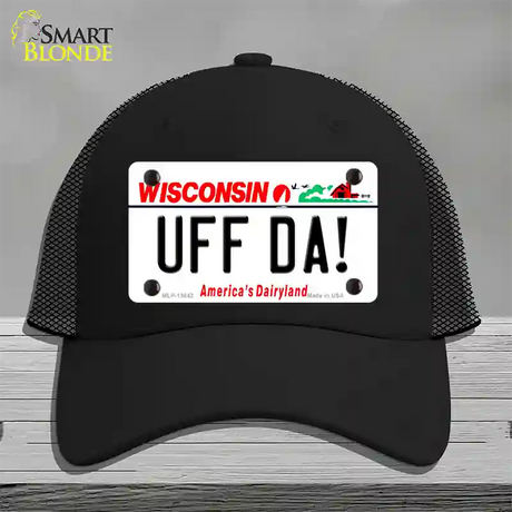 Uff Da Wisconsin Novelty License Plate Hat Tag Mesh / Black