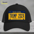 Trump 2024 New York Novelty License Plate Hat Mesh / Black