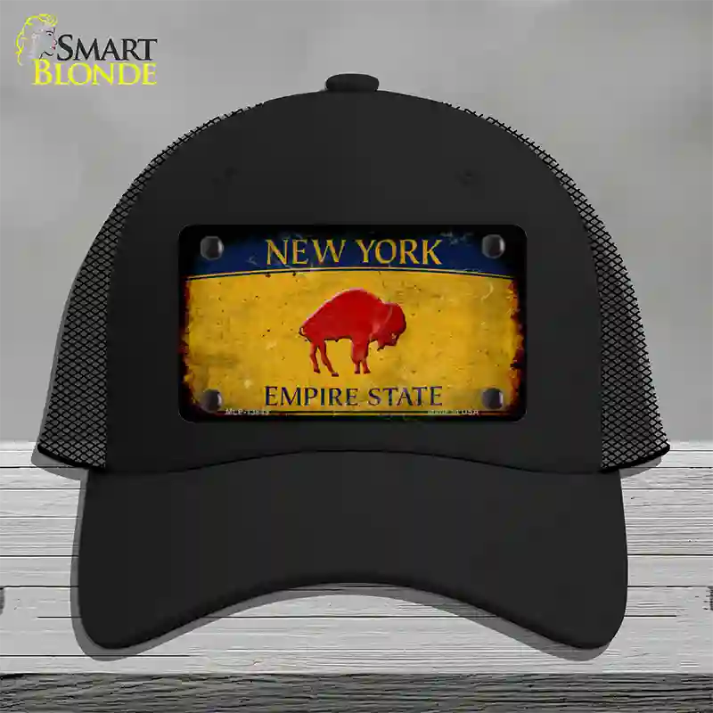 Red Buffalo NY Yellow Rusty Novelty License Plate Hat Tag Mesh / Black