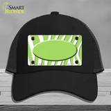 Lime Green White Zebra Center Oval Novelty License Plate Hat Mesh / Black