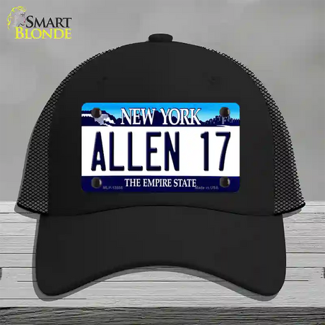 Allen 17 NY Blue Novelty License Plate Hat Tag Mesh / Black