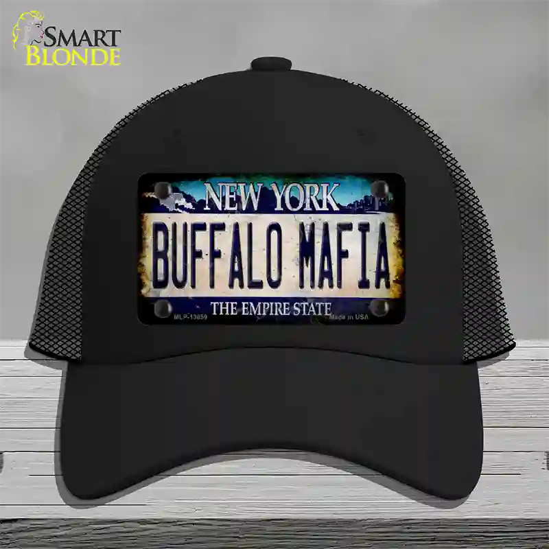 Buffalo Mafia NY Blue Rusty Novelty License Plate Hat Tag Mesh / Black