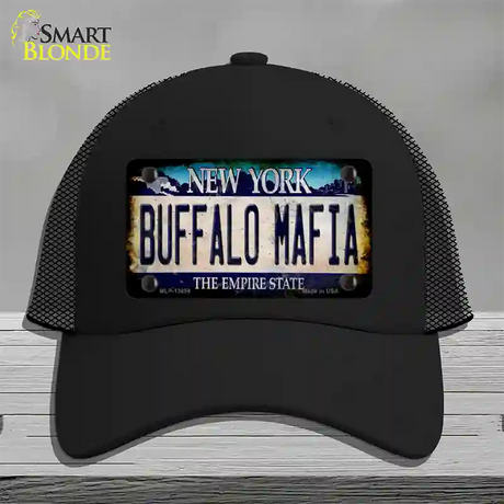 Buffalo Mafia NY Blue Rusty Novelty License Plate Hat Tag Mesh / Black