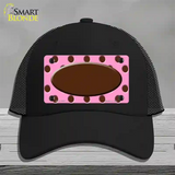 Brown Pink Polka Dot Brown Center Oval Novelty License Plate Hat Mesh / Black