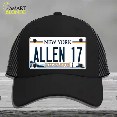 Allen 17 NY Excelsior Novelty License Plate Hat Tag Mesh / Black