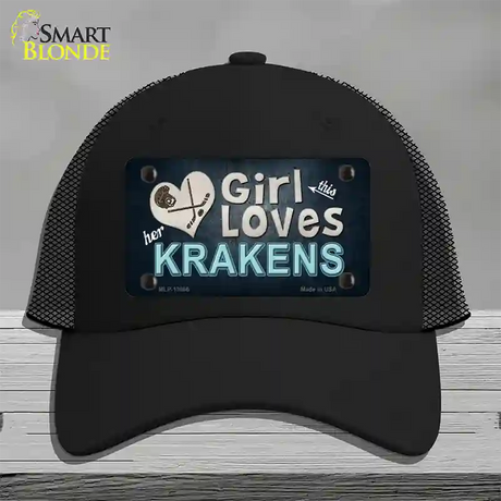 This Girl Loves Krakens Novelty License Plate Hat Tag Mesh / Black