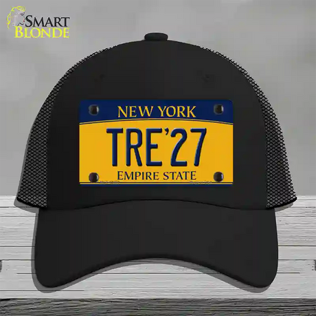 Tre 27 New York Yellow Novelty License Plate Hat Tag Mesh / Black