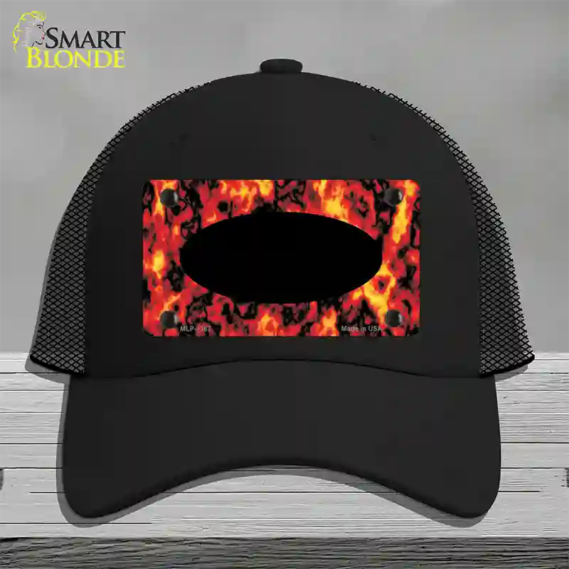 Fire Explosion With Black Center Oval Novelty License Plate Hat Mesh / Black