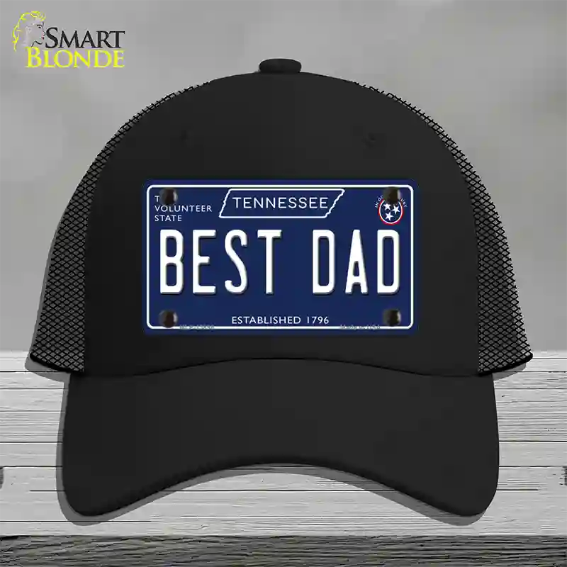 Best Dad Tennessee Blue Novelty License Plate Hat Tag Mesh / Black