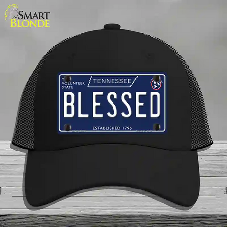 Blessed Tennessee Blue Novelty License Plate Hat Tag Mesh / Black