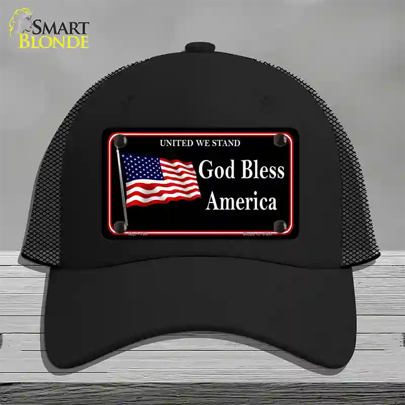 God Bless America Novelty License Plate Hat Mesh / Black