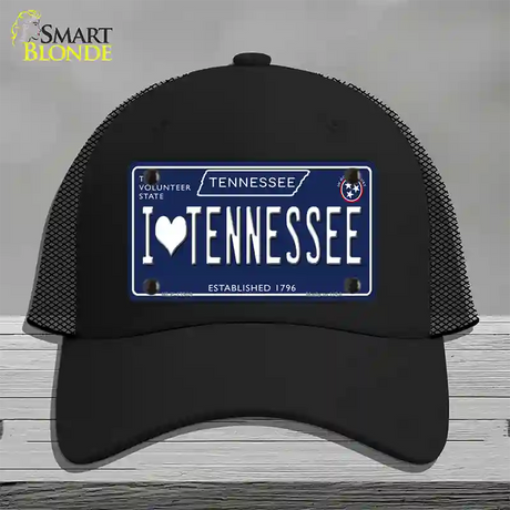 I Heart TN Tennessee Blue Novelty License Plate Hat Tag Mesh / Black