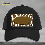 Brown White Zebra Center Oval Novelty License Plate Hat Mesh / Black