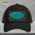 Teal Brown Polka Dot Center Oval Novelty License Plate Hat Mesh / Black