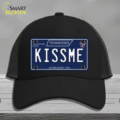 Kiss Me Tennessee Blue Novelty License Plate Hat Tag Mesh / Black