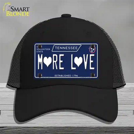 More Love Hearts Tennessee Blue Novelty License Plate Hat Tag Mesh / Black