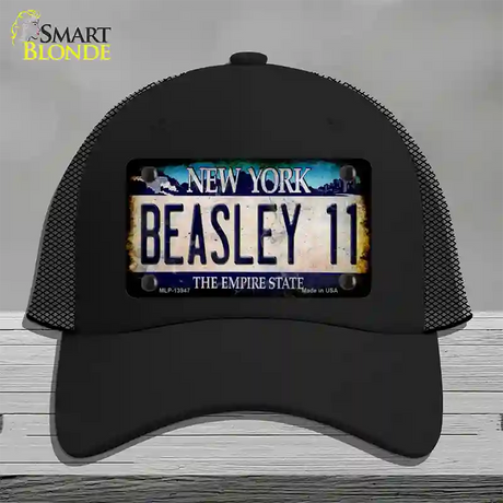 Beasley 11 New York Blue Novelty License Plate Hat Tag Mesh / Black