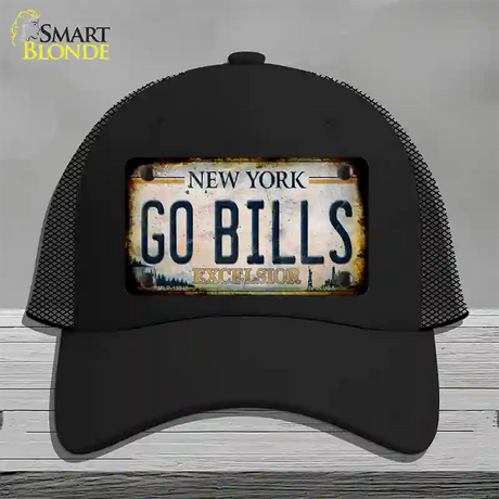 Go Bills New York White Novelty License Plate Hat Tag Mesh / Black