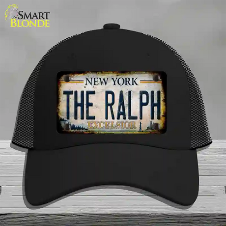 The Ralph New York White Novelty License Plate Hat Tag Mesh / Black