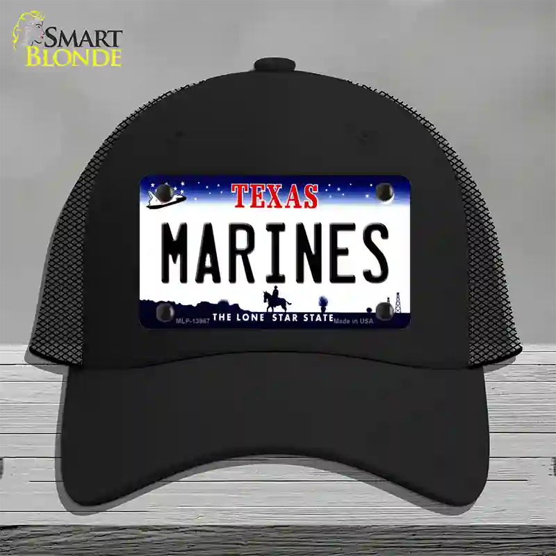 Texas Marines Novelty License Plate Hat Tag Mesh / Black