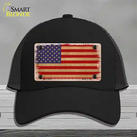 Grunge American Flag Novelty License Plate Hat Tag Mesh / Black