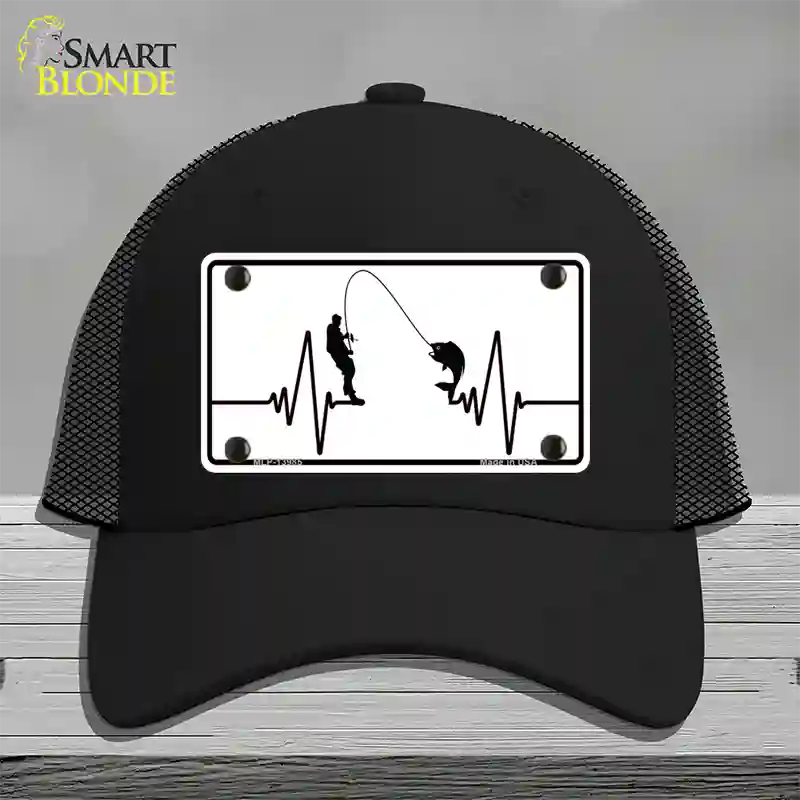 Fishing Heart Beat Novelty License Plate Hat Tag Mesh / Black