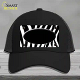 Black White Zebra Center Oval Novelty License Plate Hat Mesh / Black