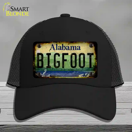 Bigfoot Alabama Novelty License Plate Hat Tag Mesh / Black