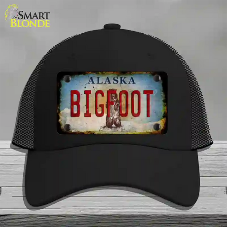 Bigfoot Alaska Novelty License Plate Hat Tag Mesh / Black