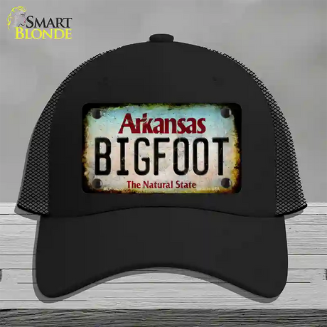 Bigfoot Arkansas Novelty License Plate Hat Tag Mesh / Black