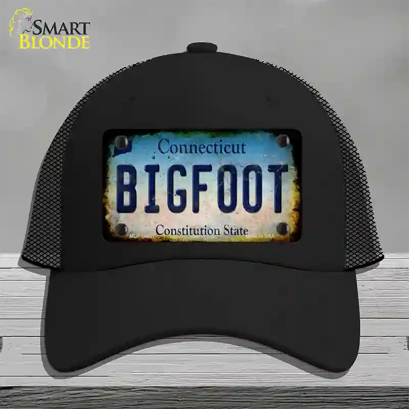 Bigfoot Connecticut Novelty License Plate Hat Tag Mesh / Black