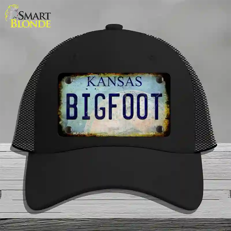 Bigfoot Kansas Novelty License Plate Hat Tag Mesh / Black