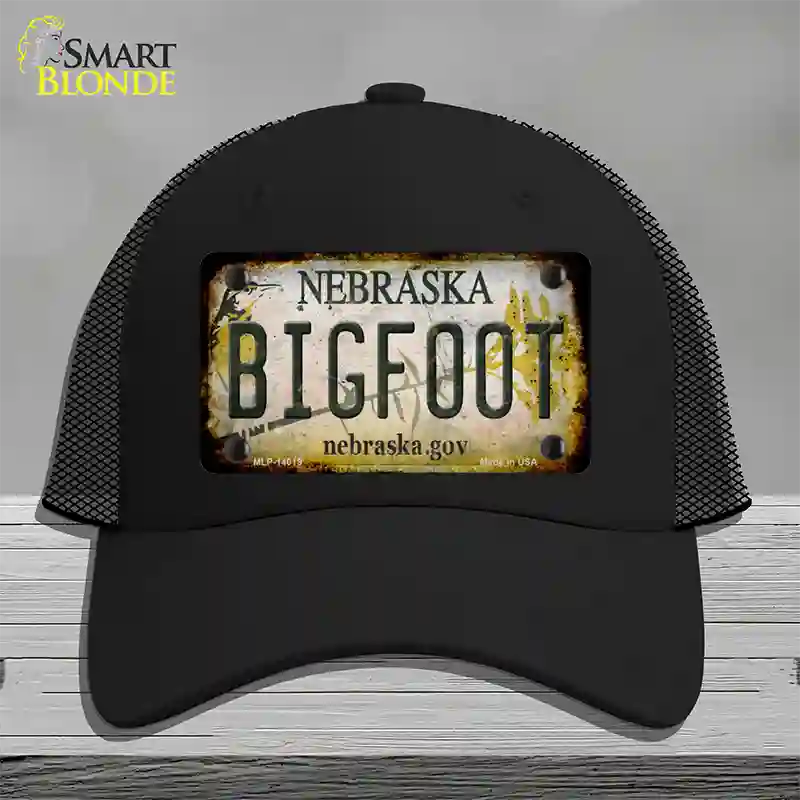 Bigfoot Nebraska Novelty License Plate Hat Tag Mesh / Black