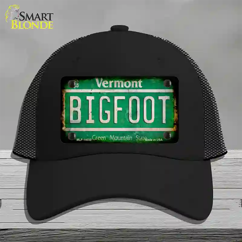 Bigfoot Vermont Novelty License Plate Hat Tag Mesh / Black