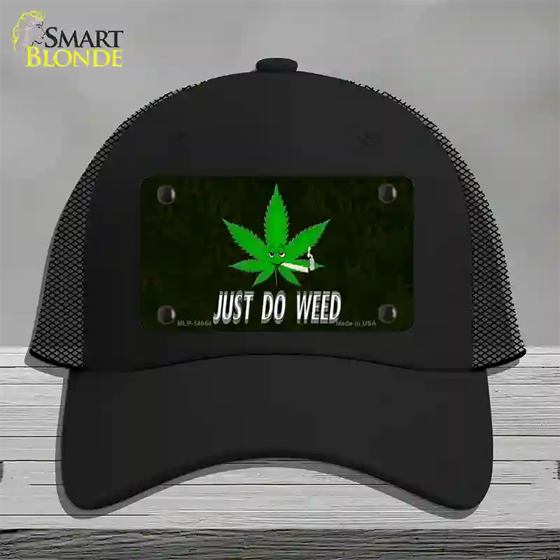 Just Do Weed Leaf Novelty License Plate Hat Mesh / Black