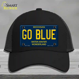 Go Blue Michigan Blue Novelty License Plate Hat Mesh / Black