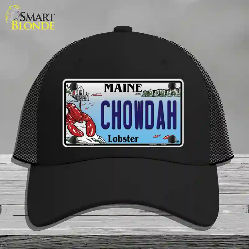 Chowdah Maine Lobster Novelty License Plate Hat Mesh / Black