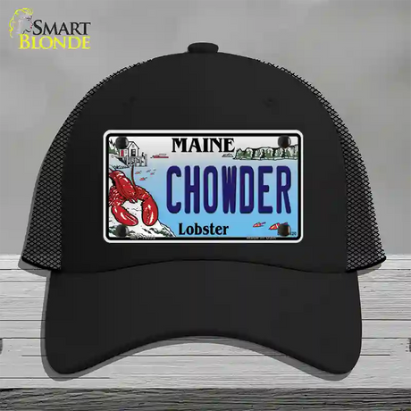 Chowder Maine Lobster Novelty License Plate Hat Mesh / Black