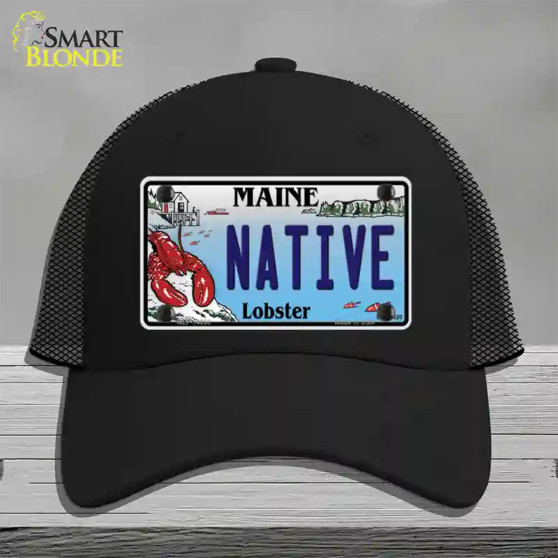 Native Maine Lobster Novelty License Plate Hat Mesh / Black