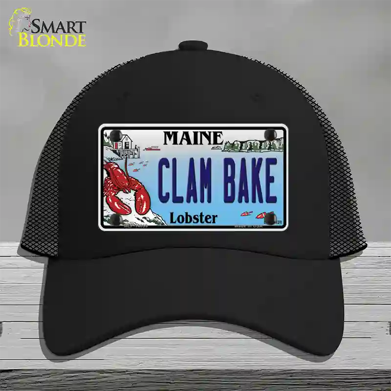 Clam Bake Maine Lobster Novelty License Plate Hat Mesh / Black